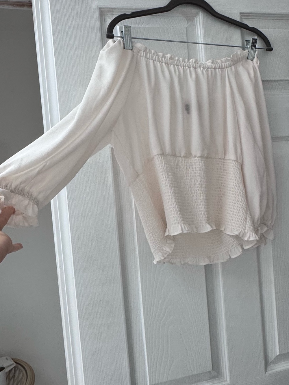 1. State Ivory Off-Shoulder Smocked Blouse